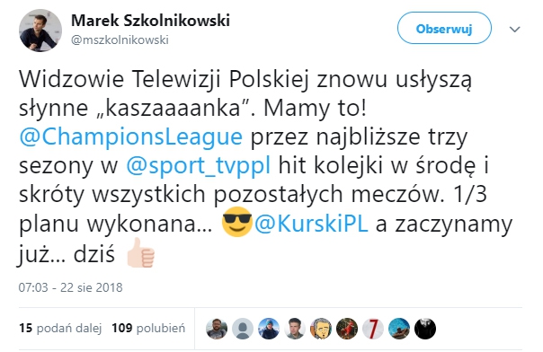 Liga Mistrzów w środy na otwartym kanale TVP!